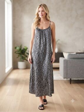 Secret Treasures Animal Print Satin Maxi Dress Nightgown 2X